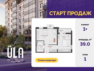 Квартира 39 м², 1-комнатная - изображение 1