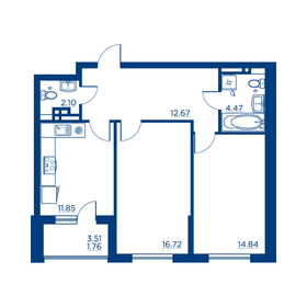 Квартира 64,4 м², 2-комнатная - изображение 1