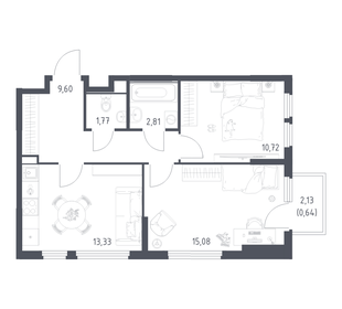 Квартира 54 м², 2-комнатная - изображение 1
