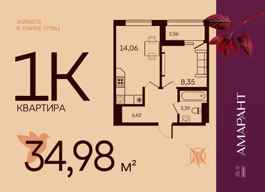 Квартира 35 м², 1-комнатная - изображение 1