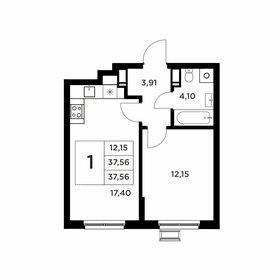 Квартира 37,6 м², 1-комнатная - изображение 1