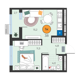 Квартира 35,3 м², 1-комнатная - изображение 1