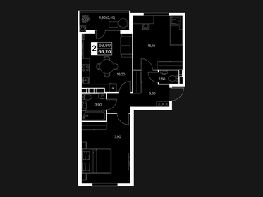Квартира 66,2 м², 2-комнатная - изображение 1