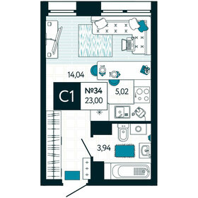 Квартира 23 м², студия - изображение 1