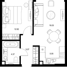 Квартира 43,4 м², 1-комнатная - изображение 3