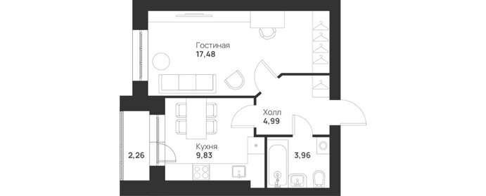 Квартира 38,5 м², 1-комнатная - изображение 1