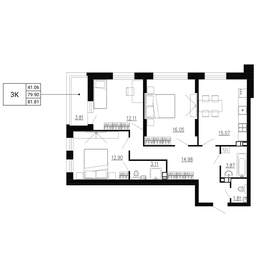 Квартира 81,8 м², 3-комнатная - изображение 1