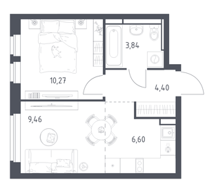 Квартира 34,6 м², 1-комнатная - изображение 1
