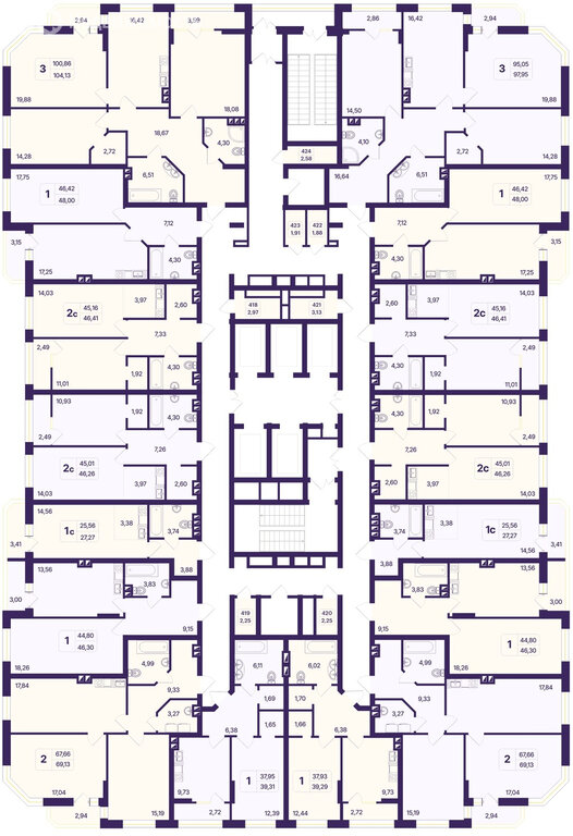 1-комн. квартира, 46.26 м² 2