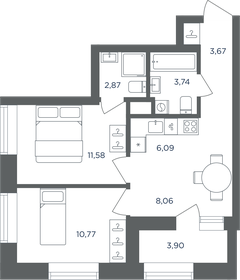 Квартира 48,7 м², 2-комнатная - изображение 1