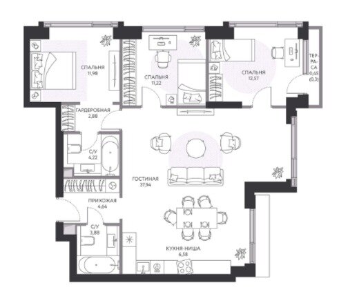 95,9 м², 3-комнатная квартира 69 500 000 ₽ - изображение 115