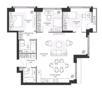 Квартира 77,5 м², 2-комнатная - изображение 1