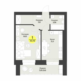 Квартира 40 м², 1-комнатная - изображение 1