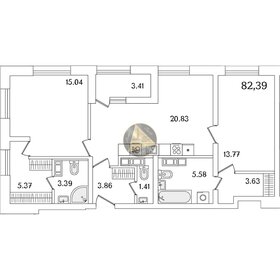 Квартира 82,4 м², 2-комнатная - изображение 1