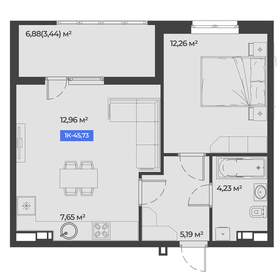 Квартира 45,7 м², 1-комнатная - изображение 1