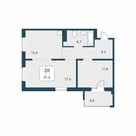 Квартира 61,2 м², 2-комнатная - изображение 1