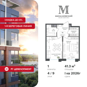 Квартира 41,5 м², 1-комнатная - изображение 1
