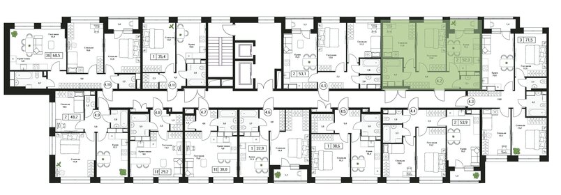 Квартира 52,3 м², 2-комнатная - изображение 2