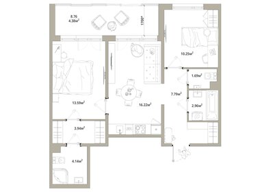 Квартира 65 м², 2-комнатная - изображение 1