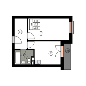 Квартира 47,8 м², 1-комнатные - изображение 1