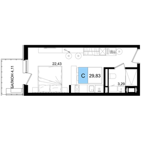 Квартира 29,8 м², студия - изображение 1