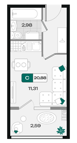 Квартира 20,9 м², студия - изображение 1