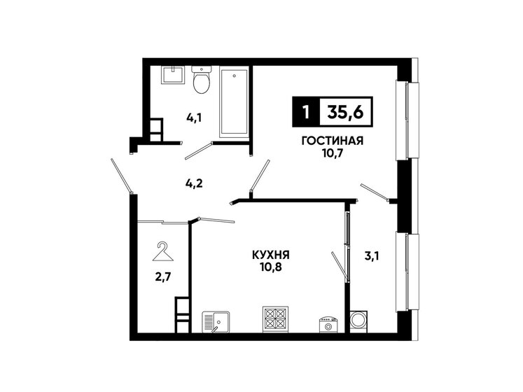 37 м², 1-комнатная квартира 3 650 000 ₽ - изображение 98