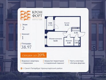 Квартира 39 м², 1-комнатная - изображение 1