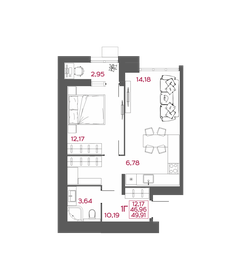 Квартира 49,9 м², 1-комнатная - изображение 1