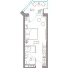 Квартира 29,9 м², студия - изображение 3