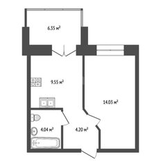 Квартира 34,8 м², 1-комнатная - изображение 2