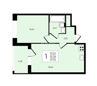 Квартира 35,5 м², 1-комнатная - изображение 1