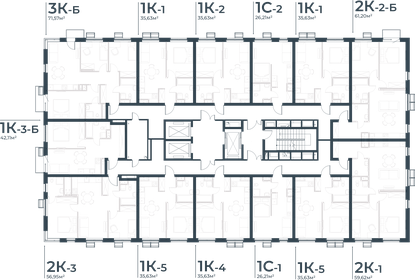 Квартира 59,6 м², 2-комнатная - изображение 1