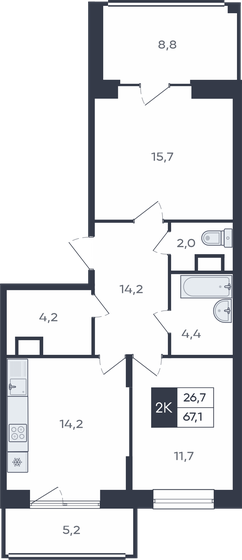 56,6 м², 2-комнатная квартира 8 150 000 ₽ - изображение 97