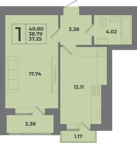 Квартира 40,8 м², 1-комнатная - изображение 1