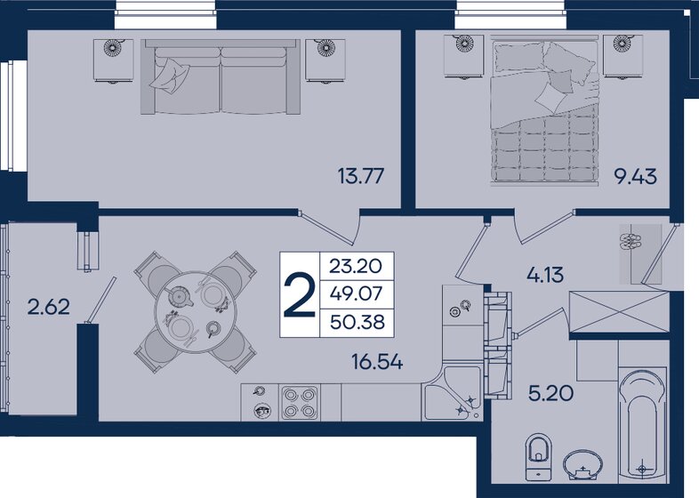 47,1 м², 2-комнатная квартира 6 250 000 ₽ - изображение 77