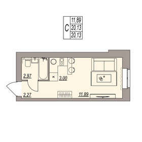 Квартира 20,1 м², студия - изображение 1