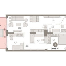 Квартира 100,6 м², 2-комнатная - изображение 3