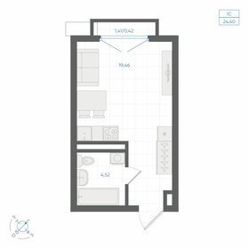 Квартира 24,4 м², студия - изображение 1