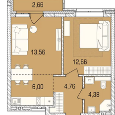 Квартира 43,8 м², 1-комнатная - изображение 2