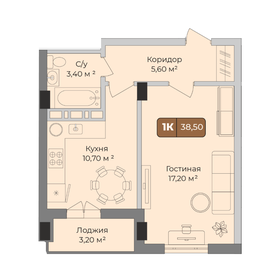 Квартира 38,5 м², 1-комнатная - изображение 1