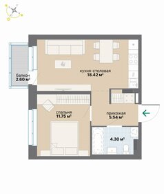 Квартира 42,6 м², 1-комнатная - изображение 1