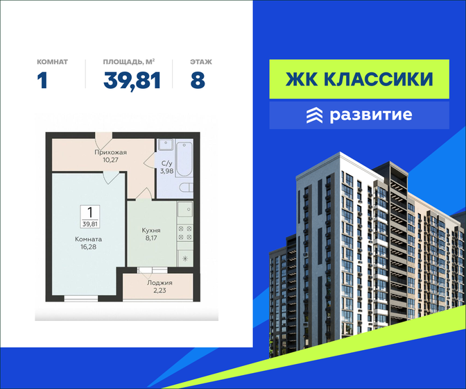 38,3 м², 1-комнатная квартира 4 329 030 ₽ - изображение 23