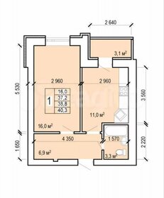 Квартира 40,3 м², 1-комнатная - изображение 1