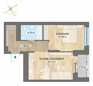 Квартира 44,2 м², 1-комнатная - изображение 1