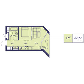 Квартира 37,3 м², 1-комнатная - изображение 1
