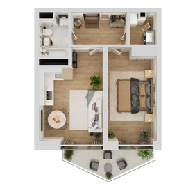 Квартира 54,4 м², 1-комнатные - изображение 2