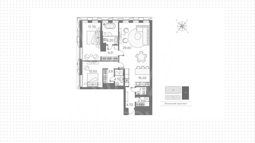 Квартира 113 м², 3-комнатная - изображение 1