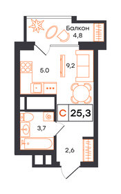 Квартира 25,3 м², студия - изображение 1