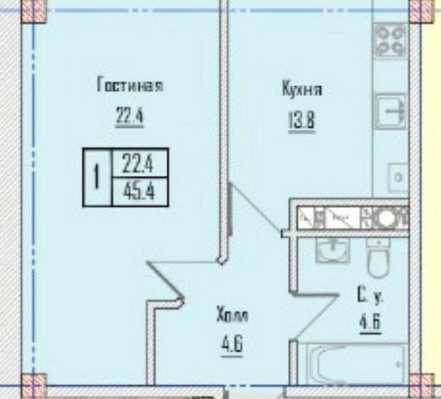 42,7 м², 1-комнатная квартира 3 200 005 ₽ - изображение 25